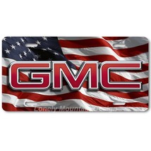 GMC Logo Inspired Art on US Flag FLAT Aluminum Novelty Auto License Tag Plate - £14.17 GBP