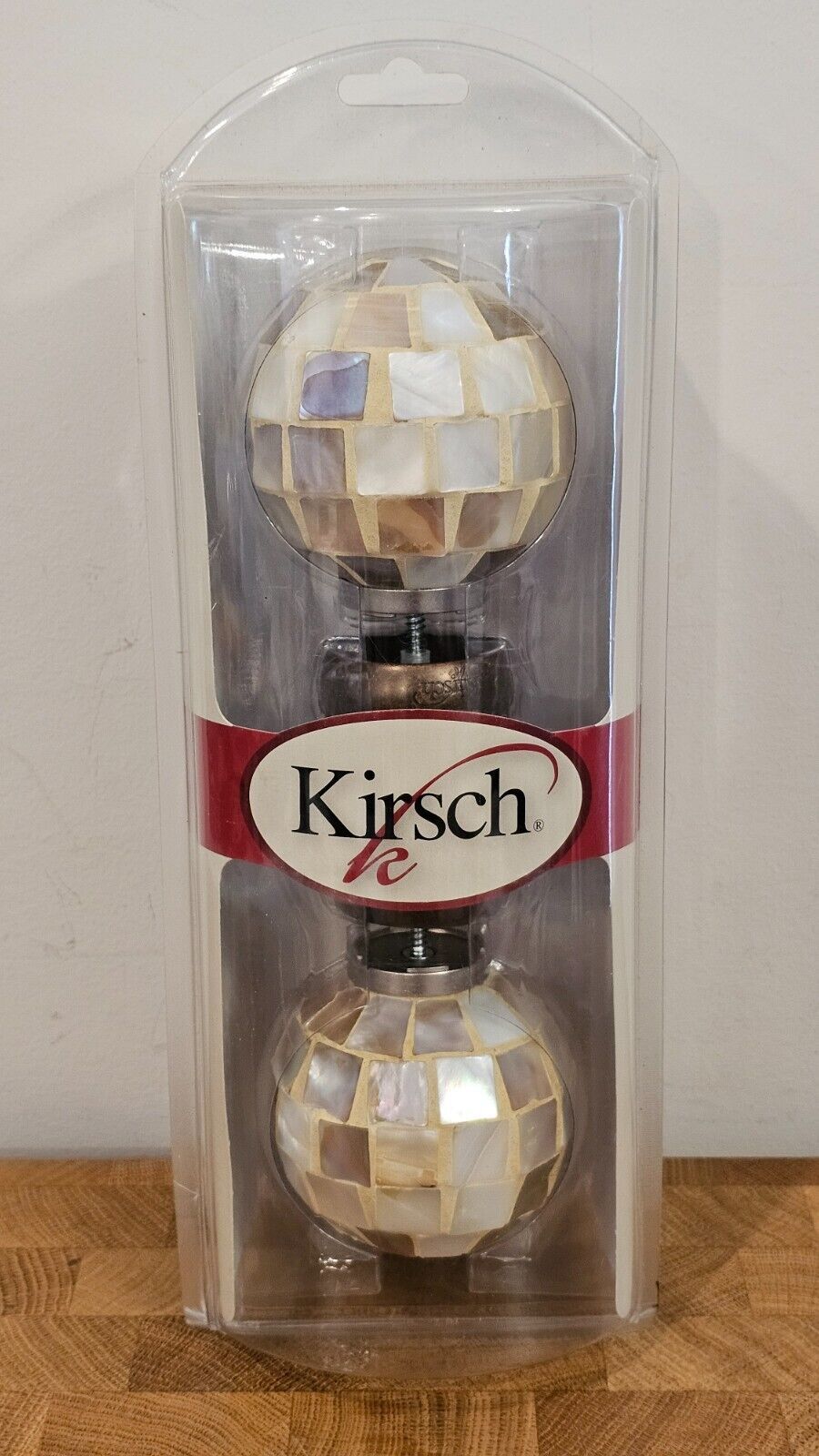 Kirsch Finials - Mother Of Pearl & Brushed Copper Curtain Rod Ends Finials! - $58.04