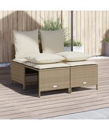 vidaXL Garden Sofa Set Beige PE Rattan, Powder-Coated Steel, 100% Polyester - €240,85 EUR