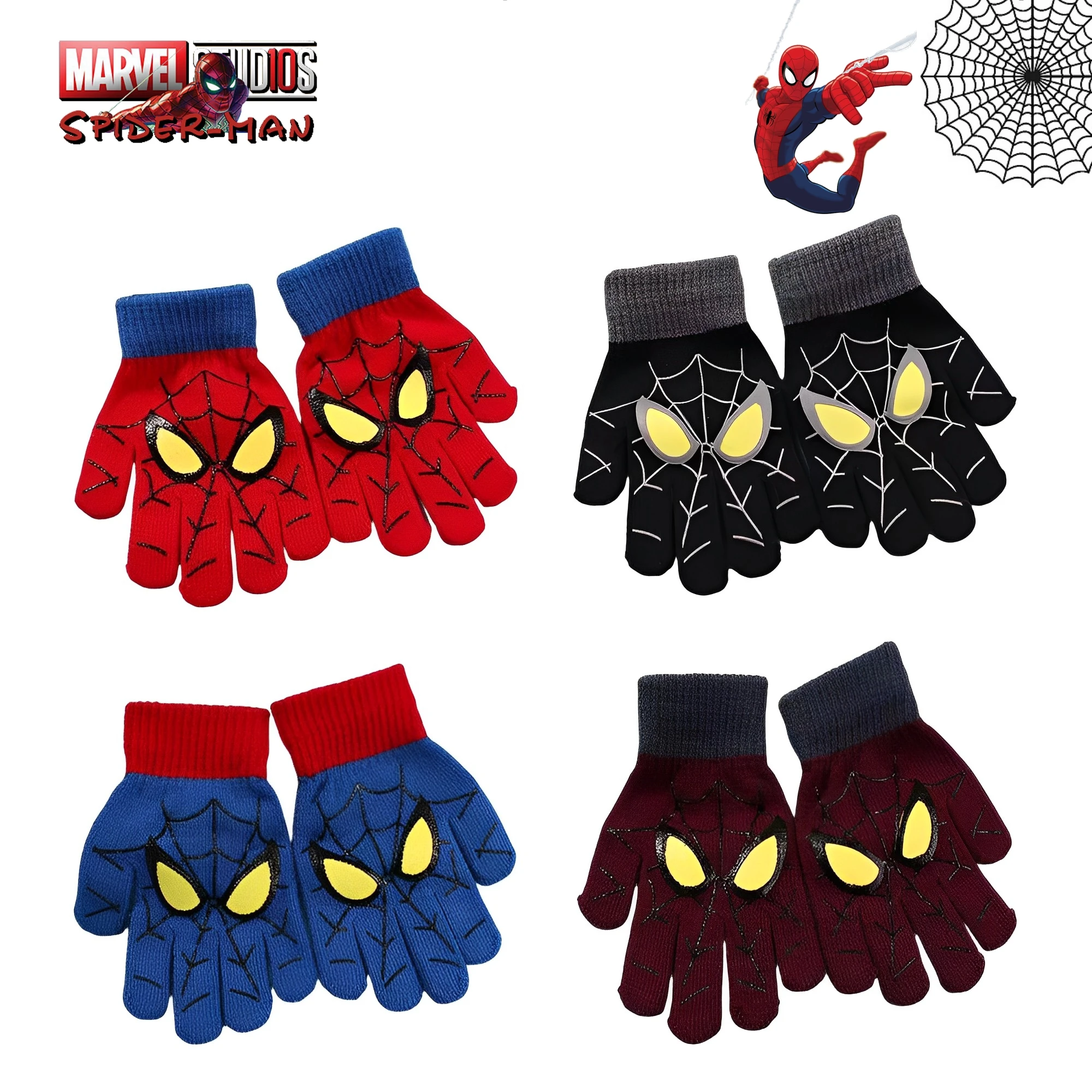 NEW Marvel Spiderman Winter Children&#39;s Warm Gloves 5-10 Years Old Cartoon - £9.56 GBP