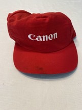 Vintage Canon Camera Reversible Snapback Hat Red Black Embroidered  - $27.09