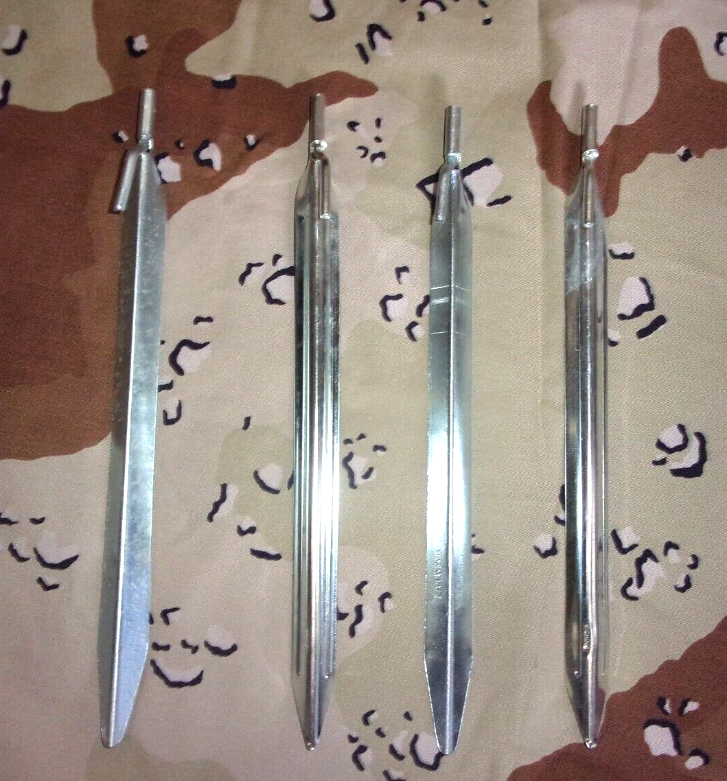 4 QUANTITY 12 INCH ALUMINUM METAL MILITARY HOOKED TENT QUICK AND RAPID S... - $12.38