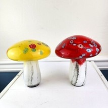 Lot of Two Glass Mushrooms Garden Crafting - £35.12 GBP