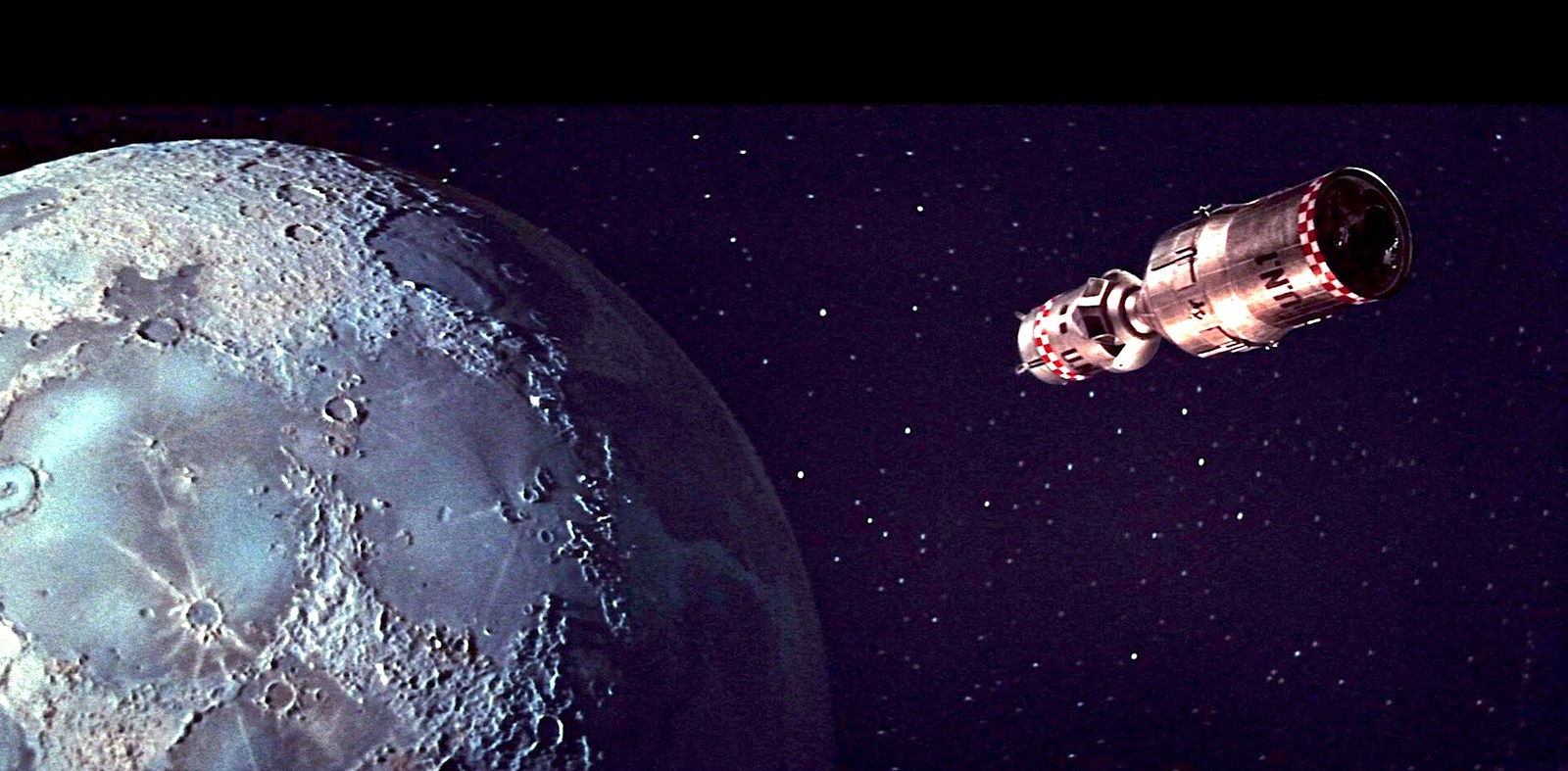 1964‘s FIRST MEN IN THE MOON spacecraft orbits sunlit Moon color 5x10 scene - $6.99
