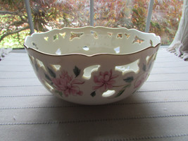 Lenox Pierced Medium Bowl Barrington Collection 6" Pink Floral - $14.80