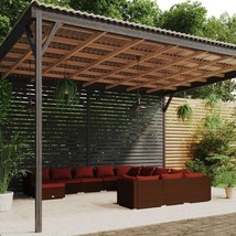 12 Piece Patio Lounge Set with Cushions Poly Rattan Brown - $30,213.18 MXN