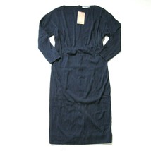NWT MM. Lafleur The Oak in Aegean Blue Pleated Jersey Textured Knit Dress S - £87.92 GBP