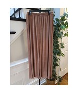Polyester Pants Women&#39;s Size XL Pleated Light Brown Stretch Elastic Wais... - $494.76 MXN