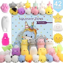 42 Pcs Mochi Squishies Mini Squishy Toys Kawaii Animal Squishies Stress Relief T - £23.54 GBP