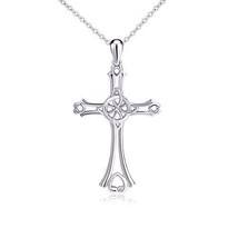 925 Sterling Silver Irish Celtic Cross Pendant Necklace 18 inches Rolo Chain - £54.20 GBP