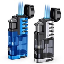 Cigar Lighter Torch Lighter Butane Refillable Triple Jet Flame Torch Lighters, W - £19.10 GBP