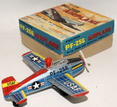 Vintage Yone Japan Tin Friction Powered PF-256 US Air Force Fighter Jet ... - $225.00
