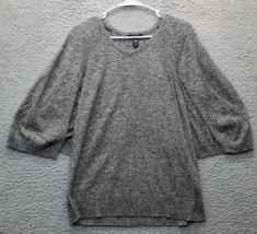 H by Halston Sweater Top Womens 2XS Gray Knit Shawl Overlay 3/4 Sleeve Pullover - £17.80 GBP