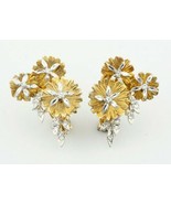 Einzigartig 14k Zwei Ton Gold Huggie Blume Ohrringe Mit 0.30 Cts Diamant... - €3.469,17 EUR