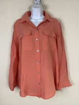 Chico&#39;s Womens Size 1 (M) Salmon Pink Button Up Shirt Long Sleeve Pockets - £7.17 GBP