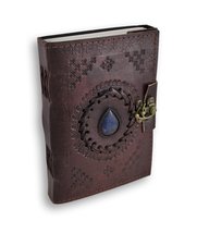 HG-LTHR Personalize Leather Journal with blue stone Writing Pad Blank Notebook H - £27.65 GBP