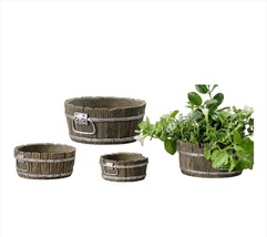 Apple Basket Planter Pots Cement Set of 4 Round Garden Porch Balcony Containers image 2