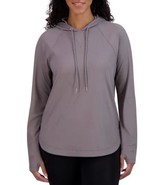 Sage Womens Hoodie Gray Thumbholes Stretch Soft Ribbed Lightweight Long ... - $744.80 MXN