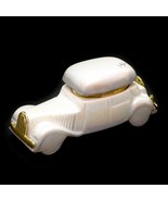 Ceramic Italy Trinket Jewelry Box Antique Car Shaped White Glaze Signed ... - £15.49 GBP