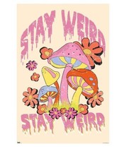 Stay Weird Mushrooms Poster Pink Purple Colorful Floral 22x34 New Sealed - £6.21 GBP