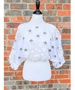Free People XS White Blouse Crop Top Carolina Mindset Lace Embroidered P... - €37,60 EUR