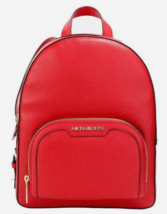 New Michael Kors Jaycee Medium Zip Pocket Backpack Leather Bright Red - £89.57 GBP