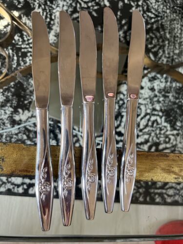 Oneida Stainless Lasting Rose 5 Pcs Dinner Knives Flatware Oneidacraft - $16.57