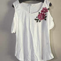 Floral Embroidered Cold Shoulder Blouse - $9.80