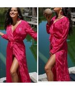 ZARA SS21 FUCHSIA JACQUARD WRAP DRESS sz XS NEW - $70.88