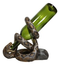 Rustic Western Coiled Diamondback Rattlesnake Snake Wine Bottle Holder Figurine - £36.76 GBP