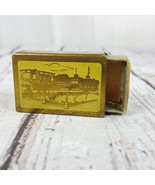 Vintage Goteborg Gothenburg Sweden Gold Metal Matchbox Scenic Etched EMPTY - $29.09