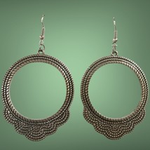 silver tone dangle hoop earrings - £7.97 GBP