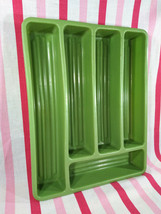 Groovy 1960s Jadeite Green 5 Section Soft Plastic Flatware Silverware Ca... - £12.78 GBP