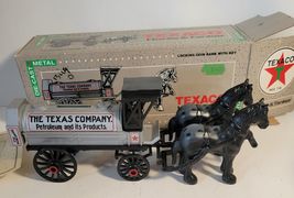 Ertl Texaco Horse & Tanker Metal Diecast Coin Bank with Key in Original Box image 2