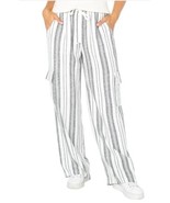 Roxy Womens Pants Black White Striped Cargo Pockets Breathable Lightweight - $58.79 CAD