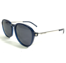 Saint Laurent Sunglasses SL 113/F 004 Blue Silver Round Frames with Blue Lenses - $140.03