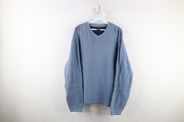 Vintage Gap Mens Size XL Distressed Cotton Ribbed Knit V-Neck Sweater Blue - $39.55