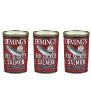 Deming&#39;s Wild Caught Alaskan Red Sockeye Salmon 3 Cans 14.75 oz each Exp 07/2027 - £23.78 GBP