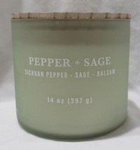 Kirkland&#39;s 14 oz Jar 3-Wick Candle up to 40 hours PEPPER + SAGE balsam - £23.58 GBP