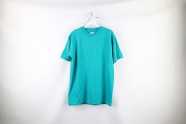 Vintage 90s Hanes Beefy Mens Large Faded Blank Short Sleeve T-Shirt Teal USA - £31.60 GBP