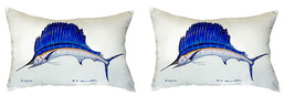 Pair of Betsy Drake Sailfish No Cord Pillows 15 Inch X 22 Inch - £63.30 GBP