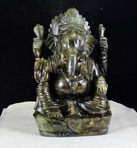 Divine Natural Labradorite 9&quot; 24250 Ct Gemstone Ganesha Statue For Home ... - $1,235.00