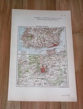 1924 Original Vintage Map Of Vicinity Of Madrid / Spain / Lisbon Portugal - £17.13 GBP