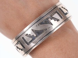 Vintage Hopi Overlay Sterling silver turquoise cuff bracelet we - £138.82 GBP
