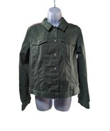Tommy Hilfiger Military Green Sleeve Print Button up Denim Jacket Sz MD ... - $18.24 CAD
