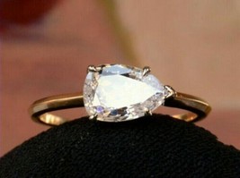 1.60ct Pear Diamond 14K Yellow Gold Plated Vintage Engagement Wedding Ring - £33.58 GBP