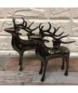 2 Modern Sleek Deer Christmas Candle Holders Decor Holidays heavy silver... - $78.79 CAD
