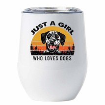 Just A Girl Who Loves Dalmatian Dog Tumbler 12oz White Cup Gift For Dog Mom, Her - £17.84 GBP