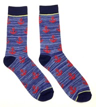 Blue Marled Red Anchor All Over Print Crew Socks,Sock Size: 10-13 / Shoe... - $6.81