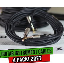Guitar Cables (4 Pack) Instrument Cord by FAT TOAD - 24 AWG Patch Conduc... - £24.32 GBP